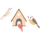 Applikationen-Set, Vogelhaus mit Vögeln, orange