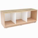 Quadro - Flüsterschrank S mit 2 Mittelwänden, B 116, Ahorn Jylland - auf Sockel - Linoleum beige