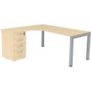 Grande L-Schreibtisch mit Metallbeinen, Sitzplatz rechts - Ahorn