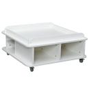 Grossflächiger Mehrzwecktisch auf Rollen, quadratisch, H 37, weiss