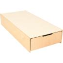 Podest mit Auszugsbett, Linoleum beige