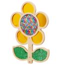 Wanddekoration mit Streichpailletten - Blume, gelb