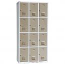 Metallspind, H 180 cm, mit 12 Fächern, grau