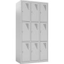 Metallspind, H 180 cm, mit 9 Fächern, grau