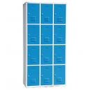 Metallspind, H 180 cm, mit 12 Fächern, blau