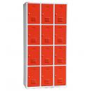 Metallspind, H 180 cm, mit 12 Fächern, rot
