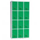 Metallspind, H 180 cm, mit 12 Fächern, grün