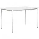 Doppeltisch MILA 6, Tischhöhe 76 cm, gerade Ecken - alufarben - weiss
