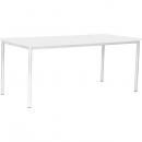 MILA Tisch 180x80, Tischhöhe 76 cm, gerade Ecken - alufarben - weiss