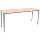 MILA Tisch 160x50, TH 71 cm (Gr. 5), gerade Ecken - alufarben - Ahorn