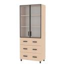 EXPO Schubladenschrank 185 mit Glasvitrine, Ahorn E (D094359)