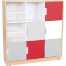 Schrank L mit 6 Türen, B 116 - rot/grau/weiss (Quadro 54-180°)
