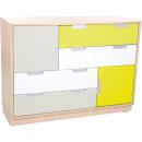 Asymmetrischer Schrank M, B 116, Ahorn - weiss/grau/limone (Quadro 61-180°)