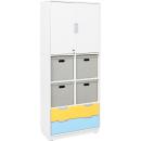 Hochschrank mit Schubladen und Textilboxen, B 79, H 201, (Quadro 105–180°)