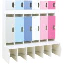 Garderobe Chamäleon 6, leise schliessend, weiss, Blau-Flieder-Töne