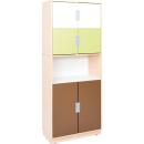 Hochschrank ohne Mittelwand, H 201 mit offenem Fach, limone/braun/weiss (Quadro 117-180°)