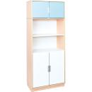 Hochschrank ohne Trennwand, H 201, mit offenem Fach- hellblau/weiss (Quadro 118-180°)