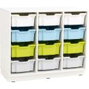 Regal M + 12 diverse Behälter - weiss (Quadro 152W)