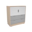 Kombischrank M mit 2 breiten Schubladen und Türen, B 79 - weiss/grau (Quadro 227-180°)