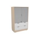 Schrank L ohne Mittelwand, mit 2 breiten Schubladen und abschliessbaren Türen B 79 - weiss/grau (Quadro 235-180°)