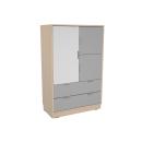 Kombischrank L mit 2 breiten Schubladen und Türen, B 79 - weiss/grau (Quadro 236-180°)