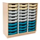 Regal M+ + 30 flache Behälter, B 104 (Quadro 305)