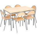 Tisch MILA 120x80 mit Stühlen P, alufarben ( ZEST5390,  ZEST5391,  ZEST5392)