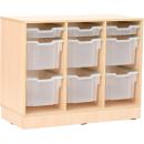 Regal M, B 104, mit 9 Behältern - Ahorn - transparent (Grande 35)