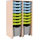 Regal Open L, B 70, mit 2+16 Behältern - Ahorn - silberfarben, grün (Grande 94)