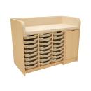 Grosse Wickelkommode mit ausziehbarer Treppe und 24 flachen Behältern