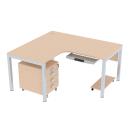 OPTO L-Schreibtisch 160, mit Rollcontainer