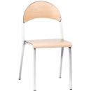 Stuhl P 6, Sitzhöhe 46 cm, für Tischhöhe 76 cm - alufarbig - Buche