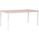 MILA Tisch 180x80, Tischhöhe 59 cm, gerade Ecken - alufarben - Ahorn