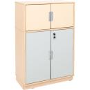 Schrank mit Schloss, B 79, H 126, grau/beige (Quadro 104-180°)
